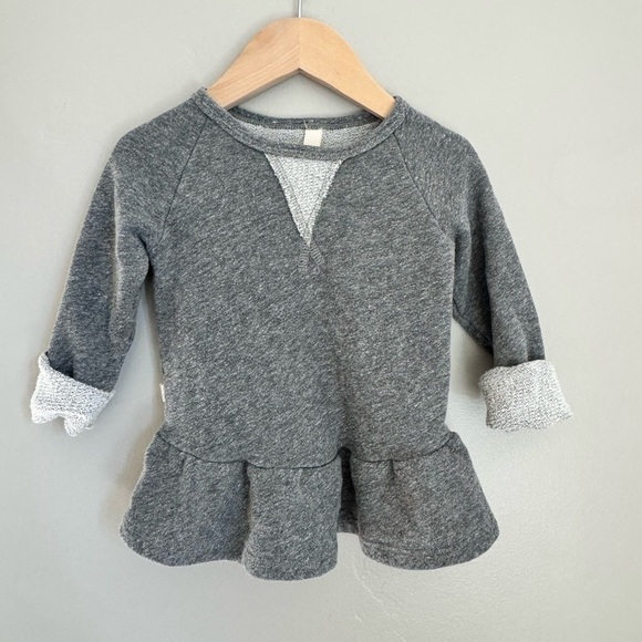 Childhoods Other - Childhoods Peplum Sweatshirt 12-18M Gray Scandi Thermal Knit Cottagecore Top